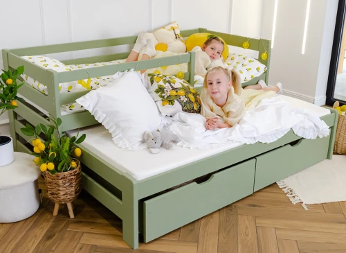 SENSO 80x170 olive green double trundle bed Lano Furniture