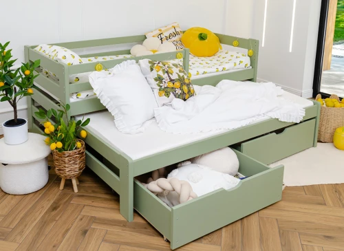 SENSO 90x180 olive green double trundle bed Lano Furniture