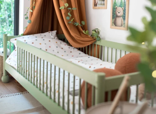 STAR 90x200 Zeytin Yeşili Montessori Tek Kişilik Çocuk Yatağı Lano Möbel