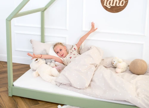 MORIS 90x200 olive green single children's house bed Lano Furniture