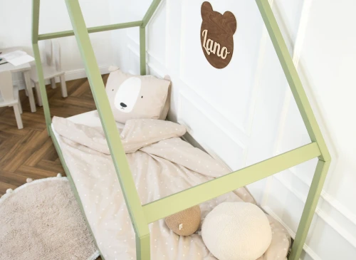 MORIS 90x200 olive green single children's house bed Lano Furniture