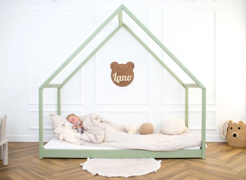 MORIS 90x200 olive green single children's house bed Lano Furniture