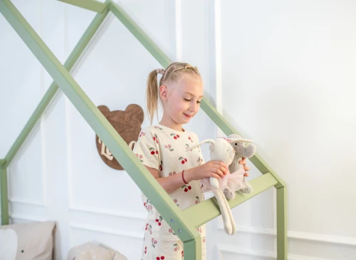 MORIS 90x200 olive green single children's house bed Lano Furniture