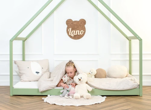 MORIS 90x200 olive green single children's house bed Lano Furniture