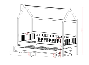 PAPI 90x190 cashmere children's house bed Lano Furniture