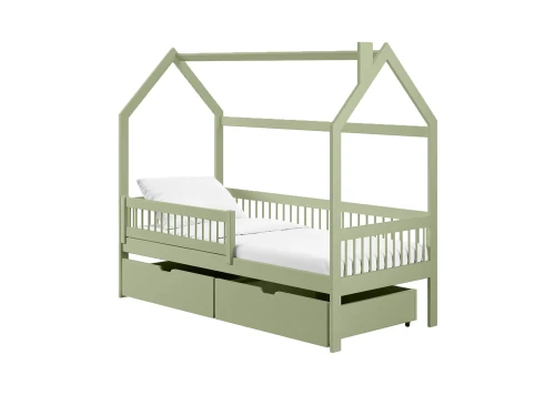 OSKAR 80x180 olive green single house bed for children Lano Furniture