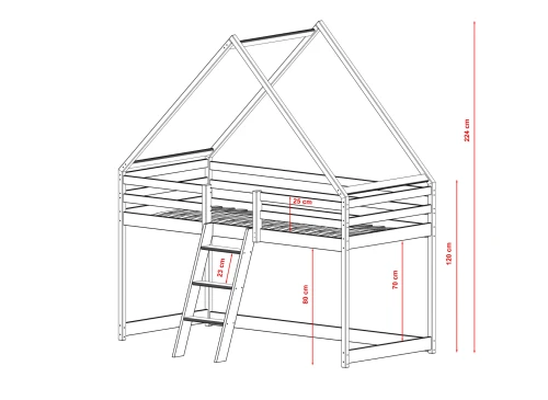 MOON 80x180 olive green children's house loft bed Lano Furniture