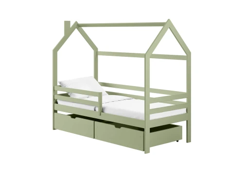 LILA 80x180 olive green single house bed for children Lano Furniture