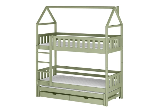 IGA 80x200 olive green house bunk bed Lano Furniture