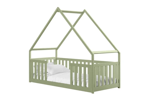 BEE 90x190 olive green house Montessori floor bed for children Lano Furniture
