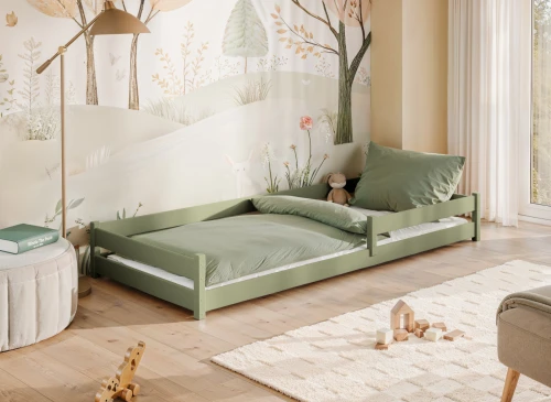 ALIS 90x200 olive green Montessori floor bed for children Lano Furniture