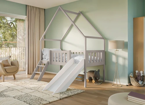 ANGEL 80x180 cashmere children's house bed with slide Lano Furniture