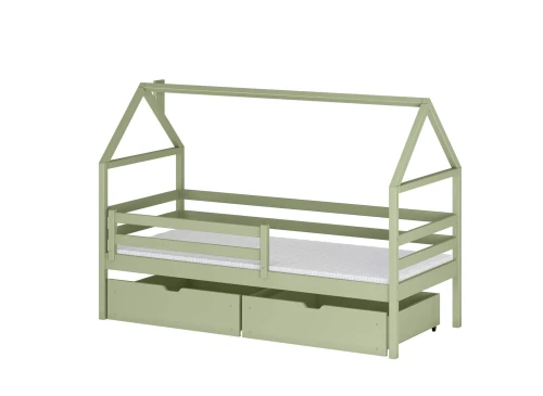 ARON 90x200 olive green single house bed for children Lano Furniture