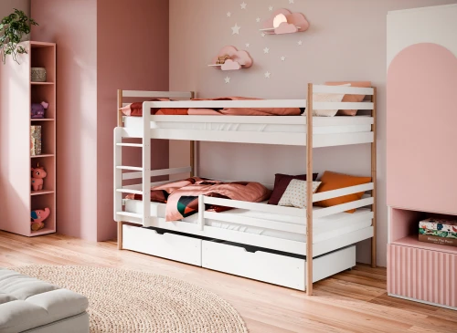 GUSTO 80x180 White + Beech Bunk Bed Lano Furniture