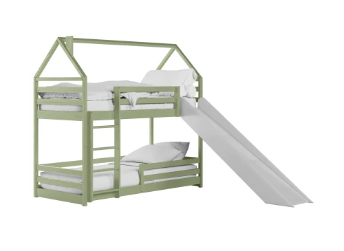 PLAY 80x180 olive green bunk bed with slide Lano Furniture