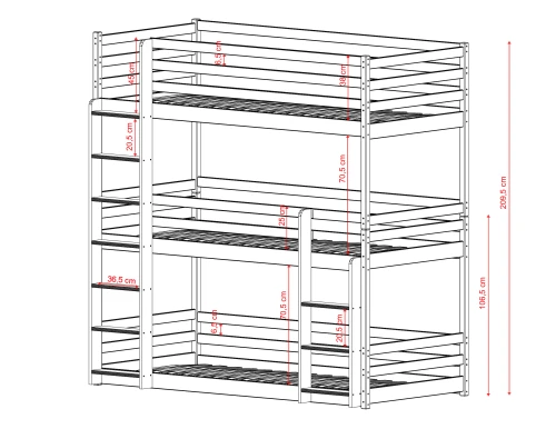 TED 90x200 white bunk bed Lano Furniture