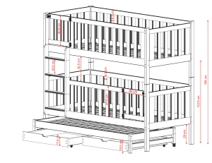 AGATHA 80x180 cashmere bunk bed Lano Furniture