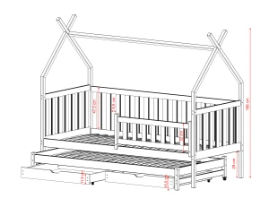 TYTUS 90x200 oliver green double trundle bed tipi Lano Furniture