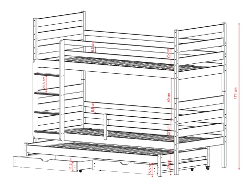 TOMI 90x180 olive green bunk bed Lano Furniture