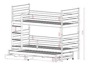 TOMI 90x200 olive green bunk bed Lano Furniture