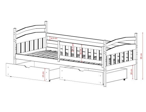 TERRY 90x190 grey children's bed Lano Furniture