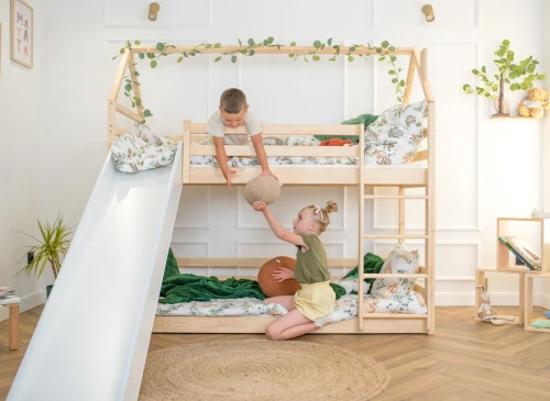PLAY 80x200 pine bunk bed with slide Lano Furniture