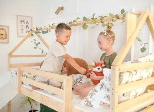 PLAY 80x200 pine bunk bed with slide Lano Furniture