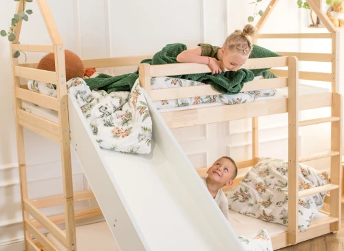 PLAY 80x200 pine bunk bed with slide Lano Furniture