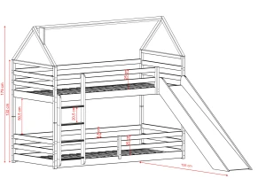 PLAY 80x180 grey bunk bed with slide Lano Furniture