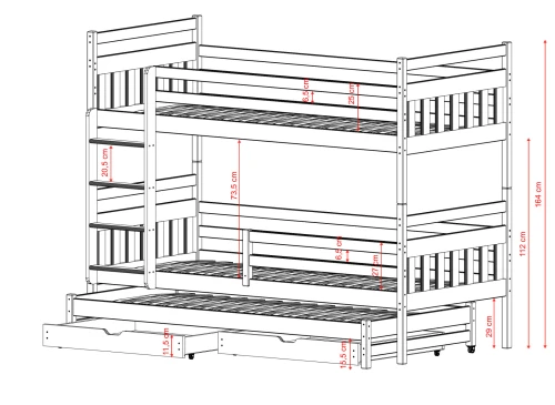 SEWERYN 80x190 grey bunk bed Lano Furniture