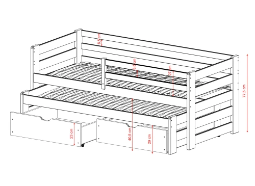 SENSO 80x170 cashmere double trundle bed Lano Furniture