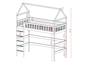 OTYLIA 90x190 olive green single loft bed Lano Furniture