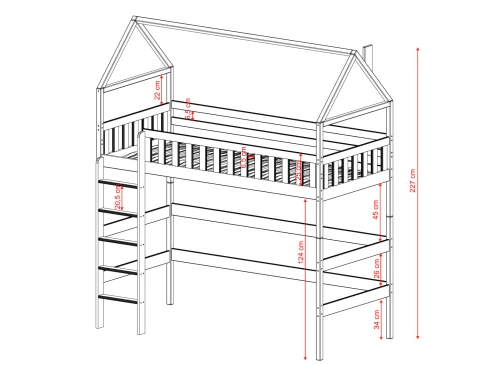 OTYLIA 90x190 olive green single loft bed Lano Furniture