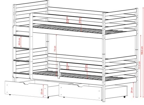 NEMO 90x190 white bunk bed Lano Furniture