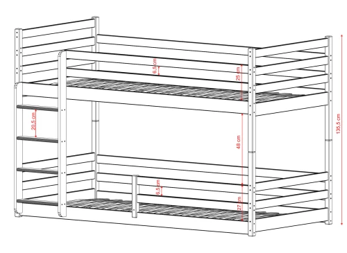 MINI 90x190 white bunk bed Lano Furniture