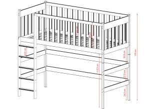 LAURA 80x190 olive green loft bed Lano Furniture