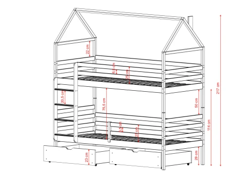 ALEX 80x170 white bunk bed Lano Furniture