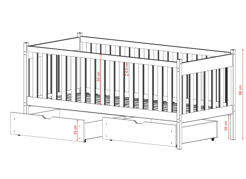ALICJA 90x180 white children's bed Lano Furniture