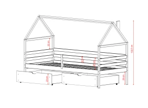 ARON 90x190 pink children's bed Lano Furniture