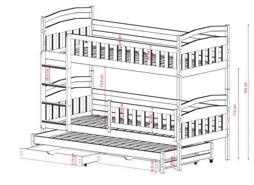 BLANKA 90x200 blue bunk bed Lano Furniture