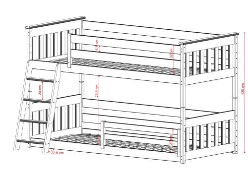 KEVIN 80x160 white bunk bed Lano Furniture