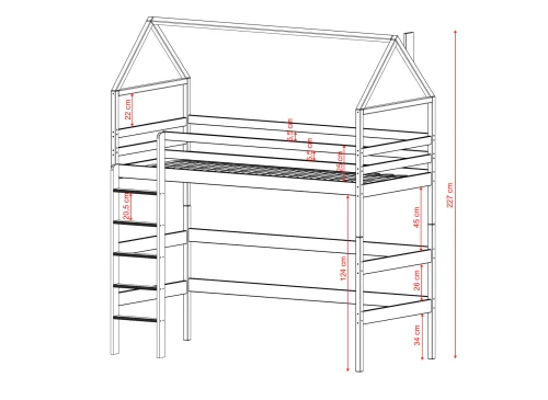 GLORIA 80x170 pink loft bed Lano Furniture