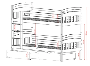 GABI 80x170 cashmere bunk bed Lano Furniture