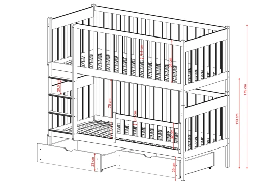 DAWID 80x200 olive green bunk bed Lano Furniture