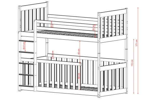 CRIS 80x190 pink bunk bed Lano Furniture