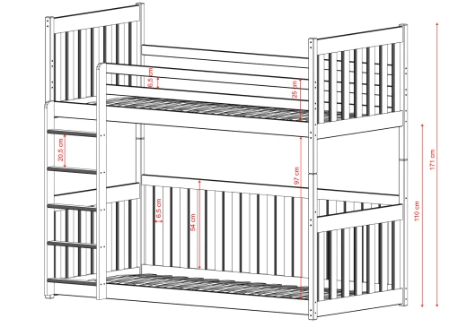 CRIS 80x200 pine bunk bed Lano Furniture