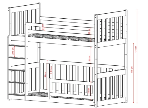 CRIS 80x180 white bunk bed Lano Furniture