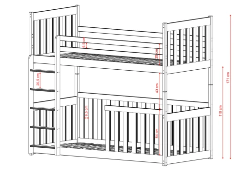 CRIS 80x180 white bunk bed Lano Furniture