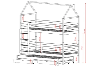 DALIA 80x200 olive green house bunk bed Lano Furniture