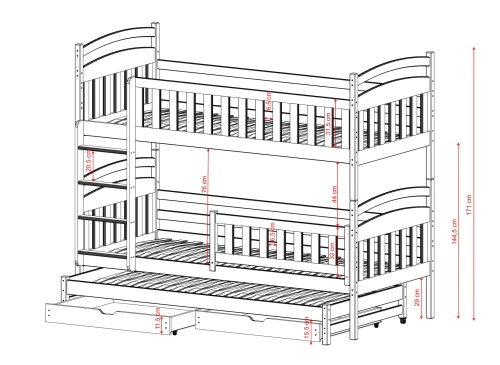 VIKI 80x200 cashmere bunk bed Lano Furniture